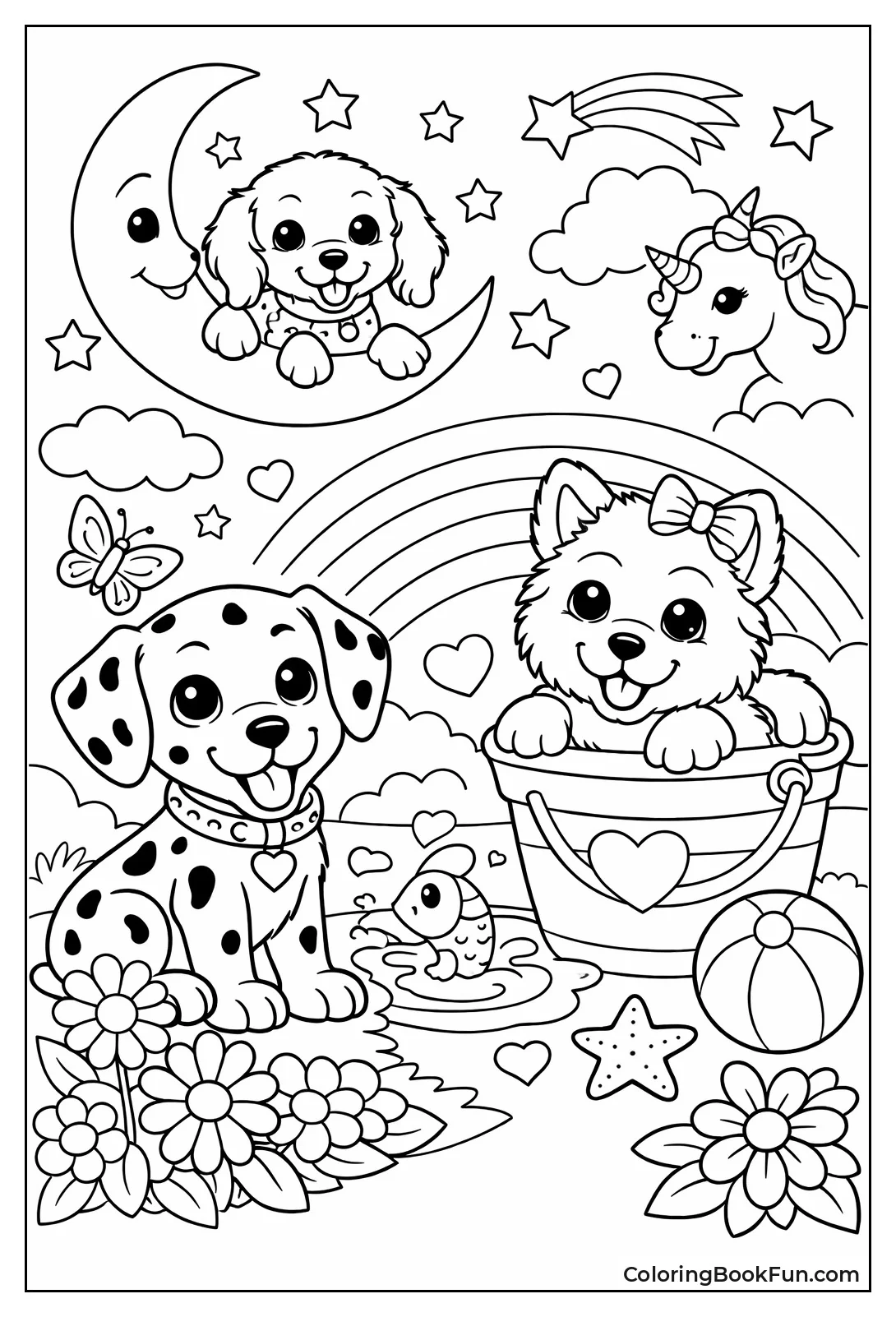 Adorable Puppy with Magical Flowers