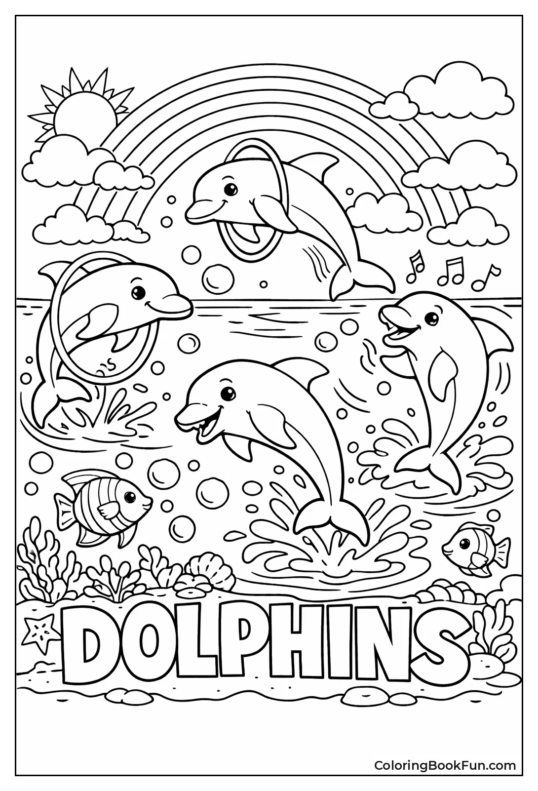 Dolphins Leap Through Rainbows