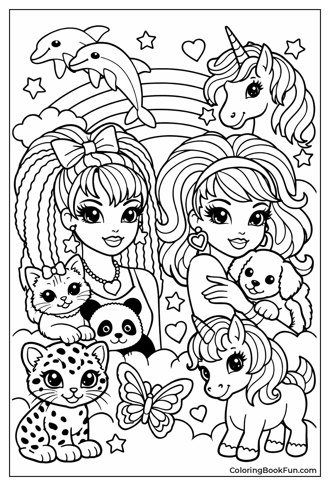 Fashionable Girl Posing with Puppy