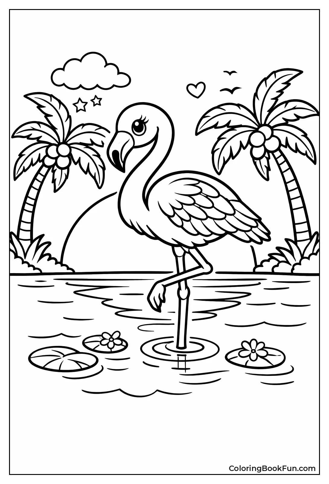 Flamingo Dances Sunset Lagoon