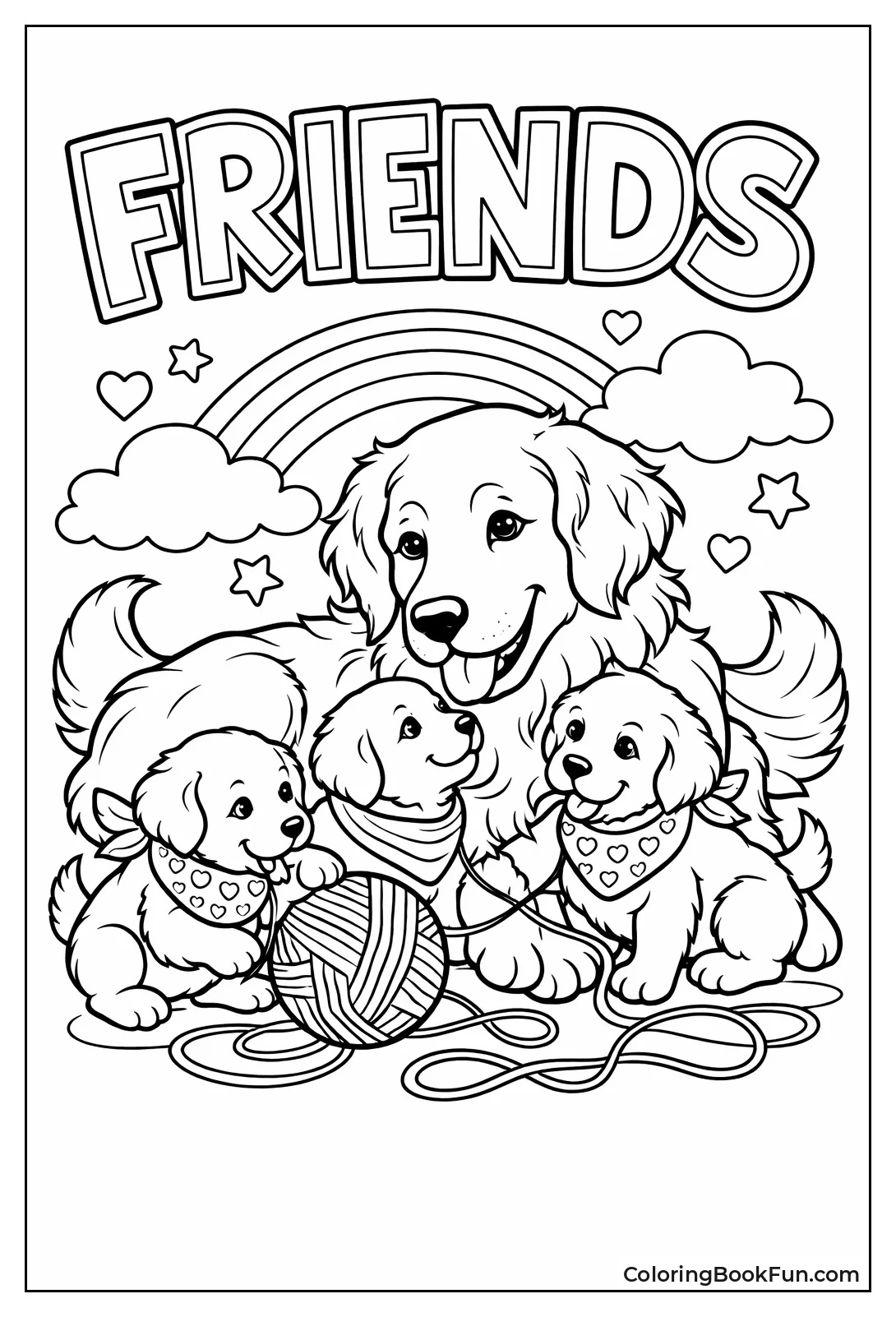 Mom Dog Plays with Pups