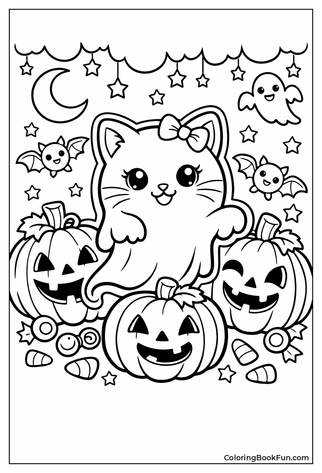 Ghost Cat Loves Pumpkins