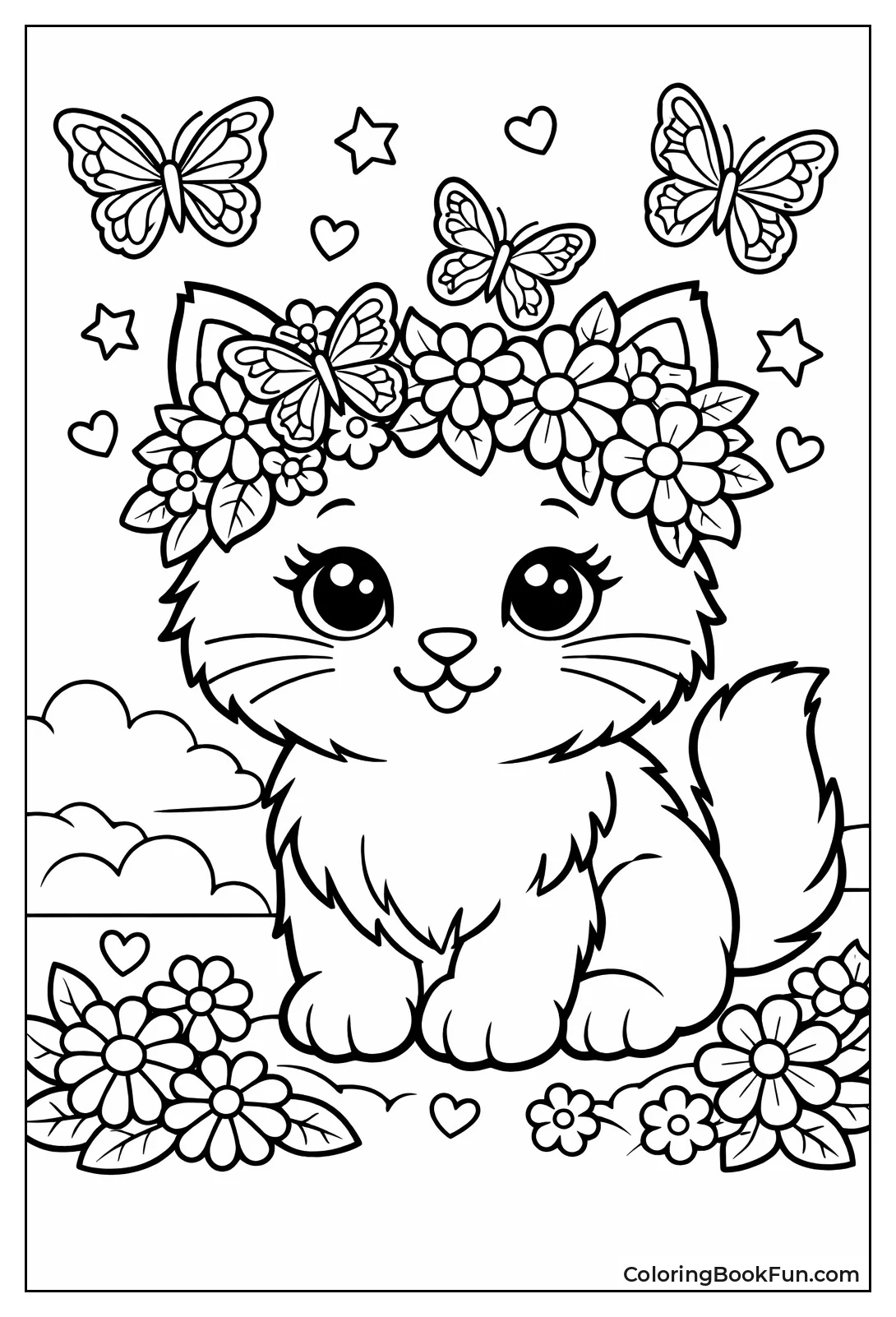 Kitten Wears Flower Crown