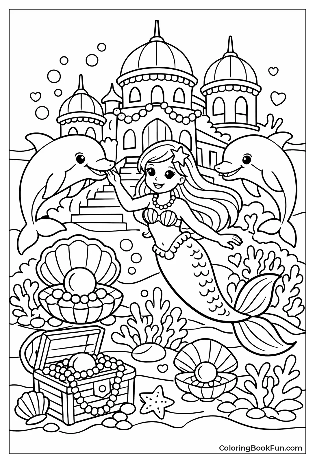 Mermaid Swims with Dolphins