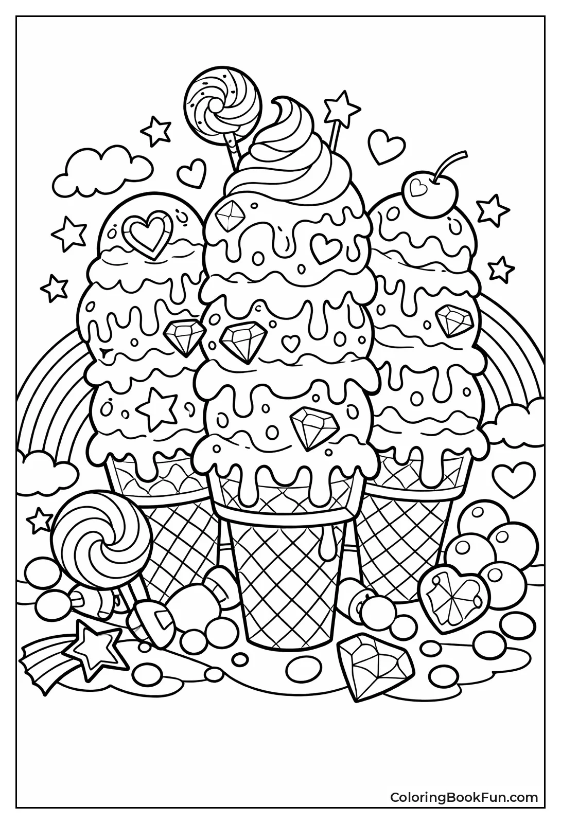 Neon Ice Cream Dripping with Jewels