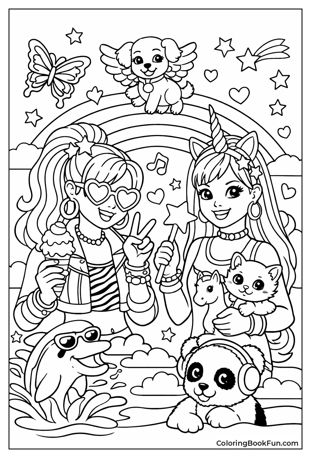 Girl Covered in Neon Animal Patterns