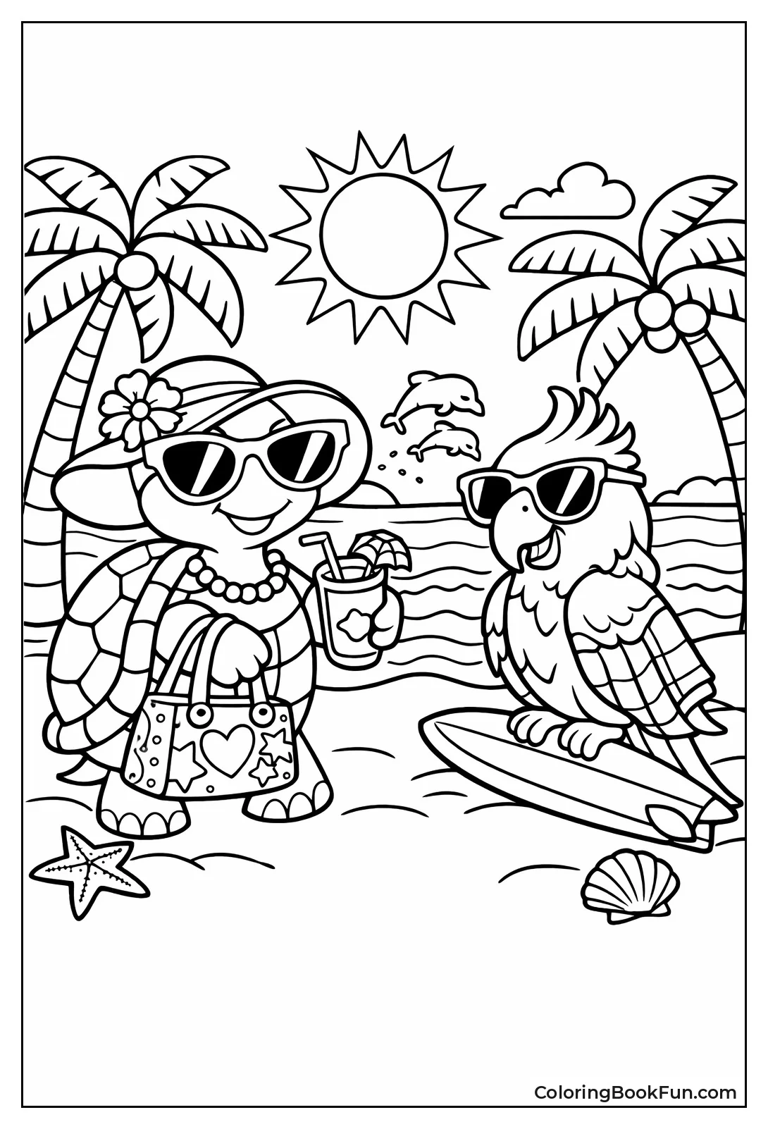 Turtle Parrot Beach Party