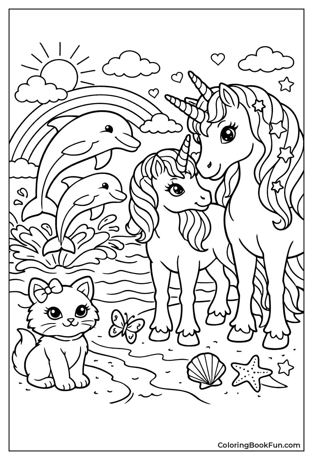 Vibrant Dolphin Jumping with Unicorns