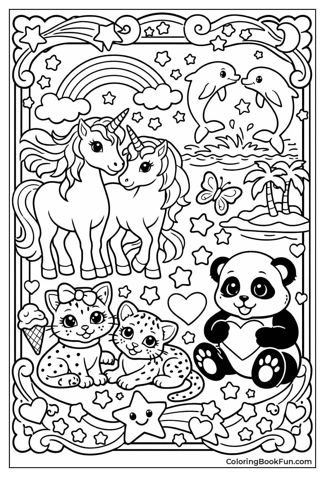 Vintage Creatures under Starry Borders