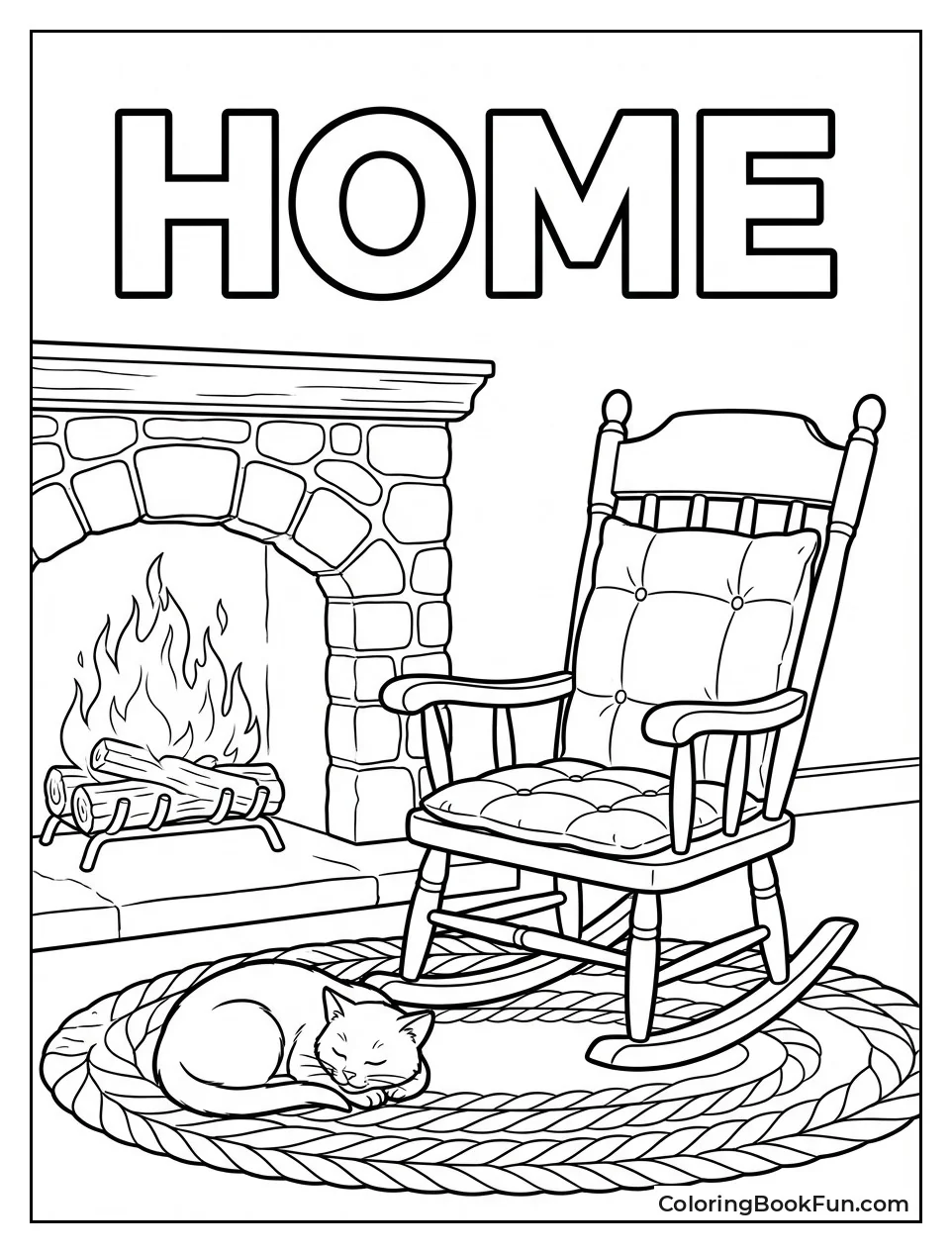 Fireplace Warms Sleeping Cat