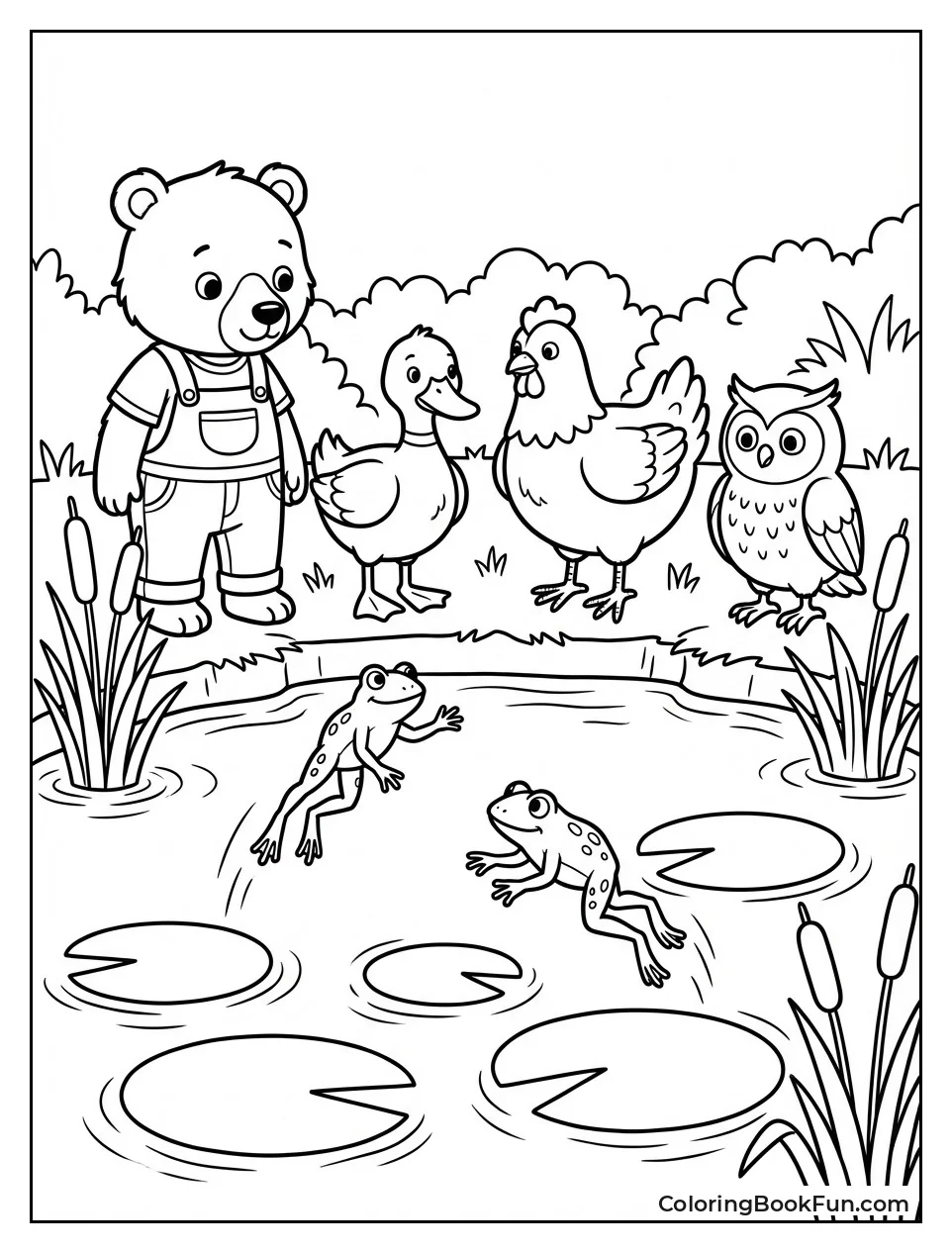 Frogs Hop at Pond