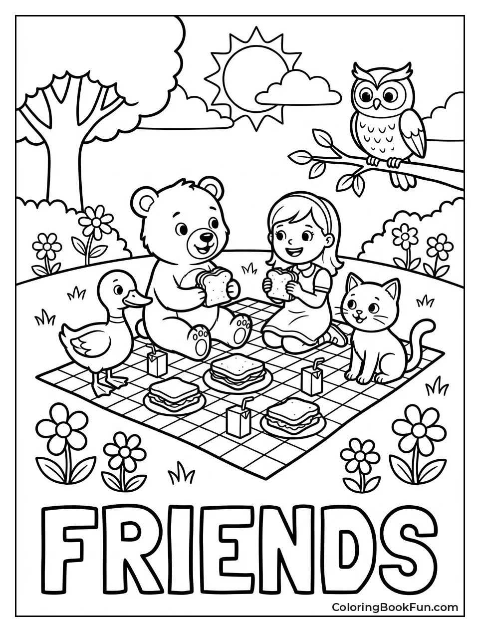 Friends Picnic in Meadow