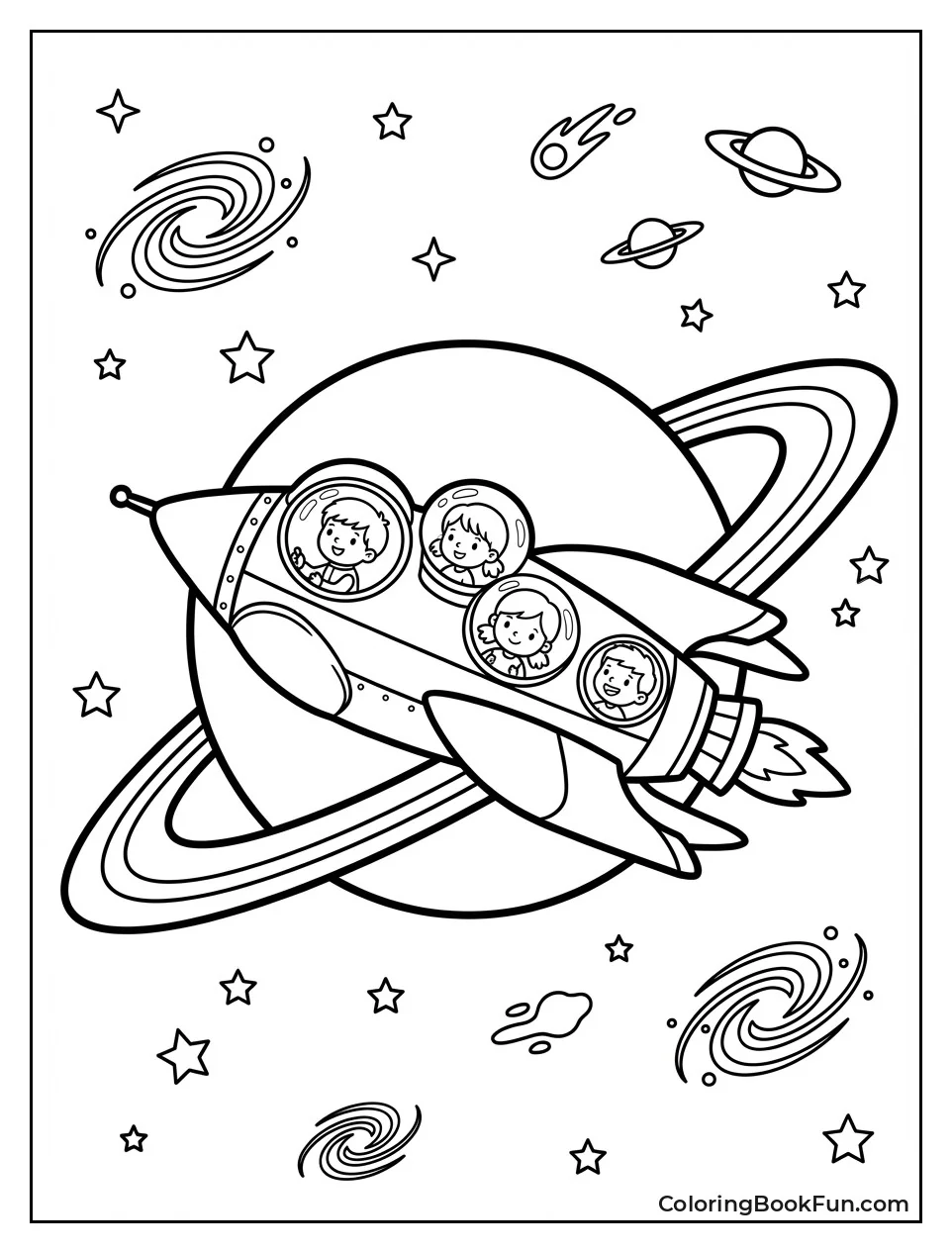 Rocket Circles Ringed Planet