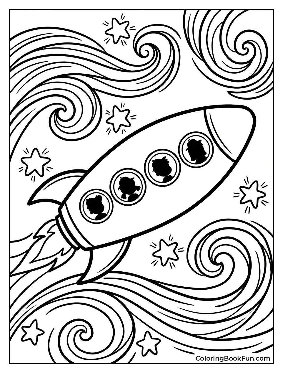 Rocket Flies Starry Night