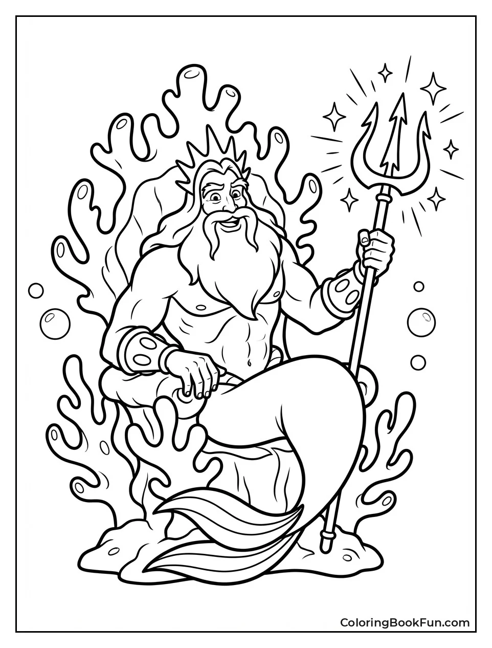 King Triton Holds Glowing Trident