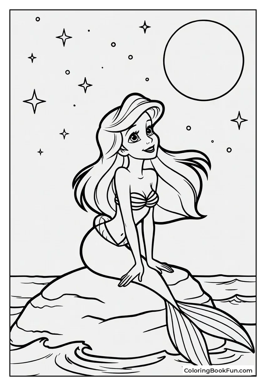 Ariel Gazes at Moon from Rock