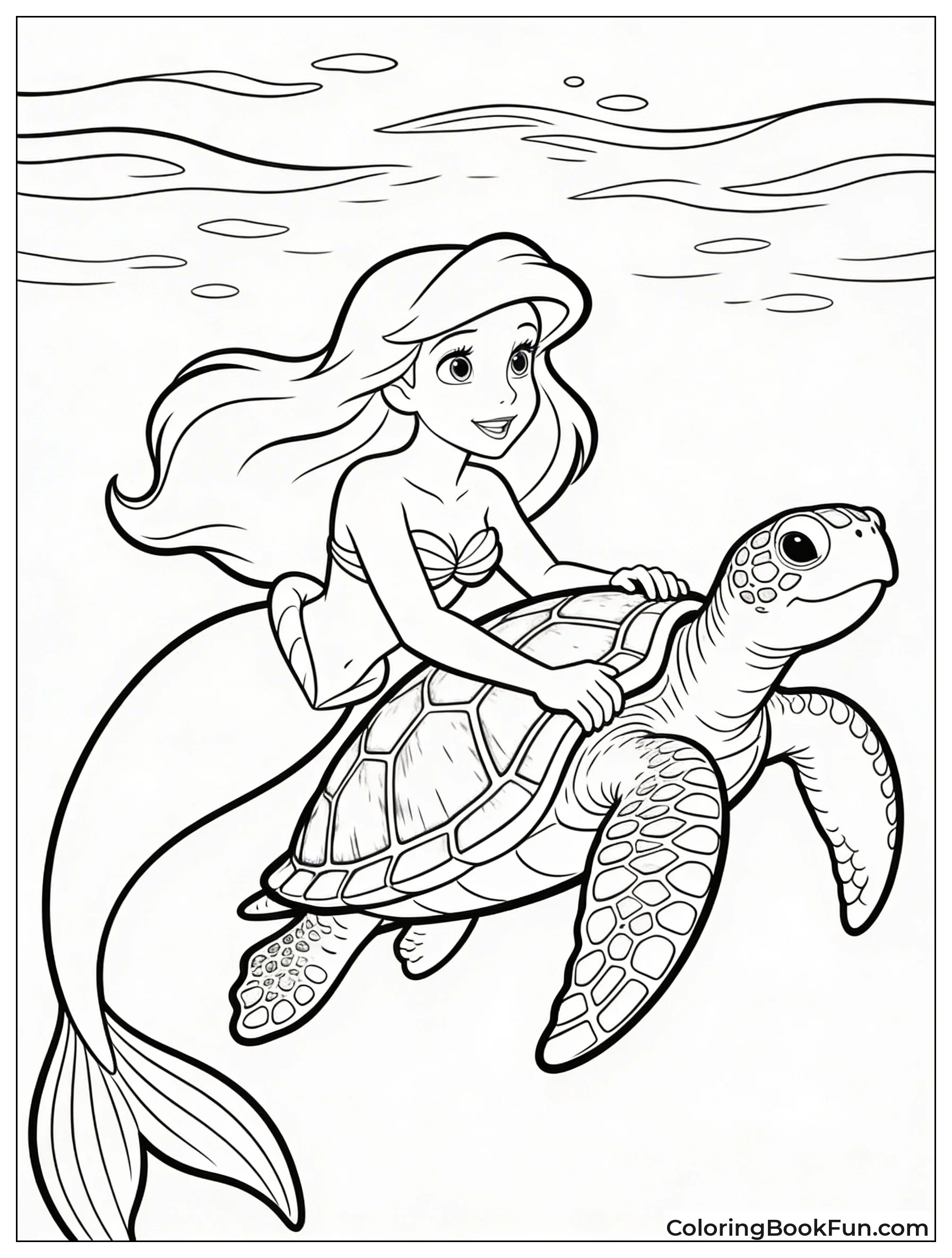 Ariel Rides Sea Turtle