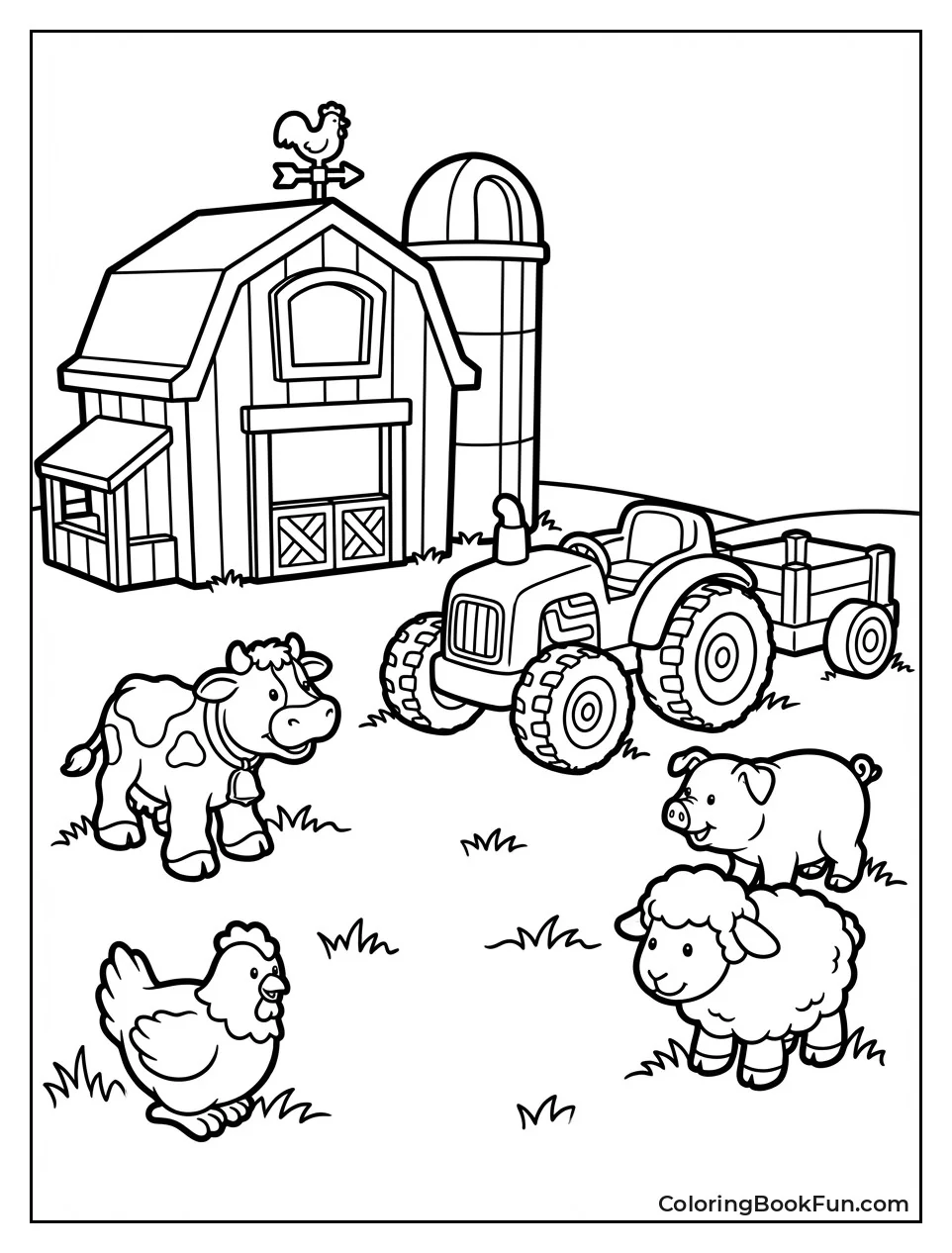 Farm Animals near Barn