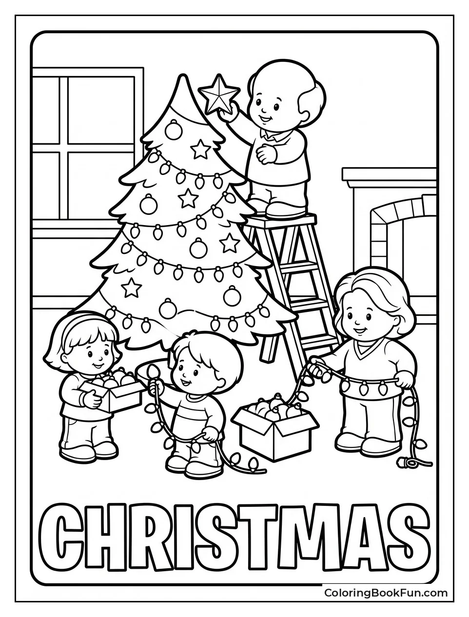 Family Decorates Tree