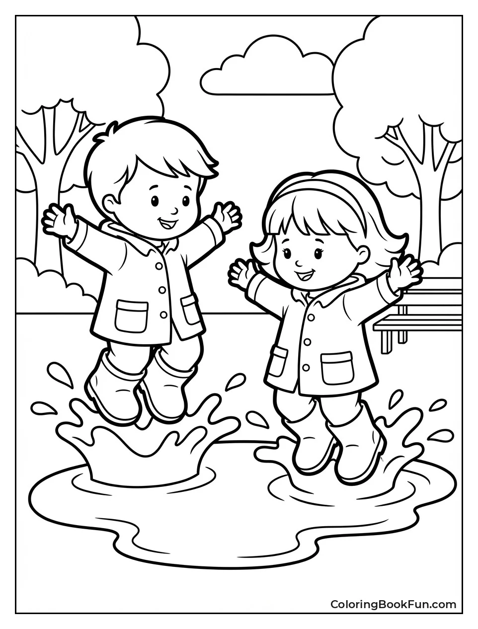 Kids Jump in Puddles