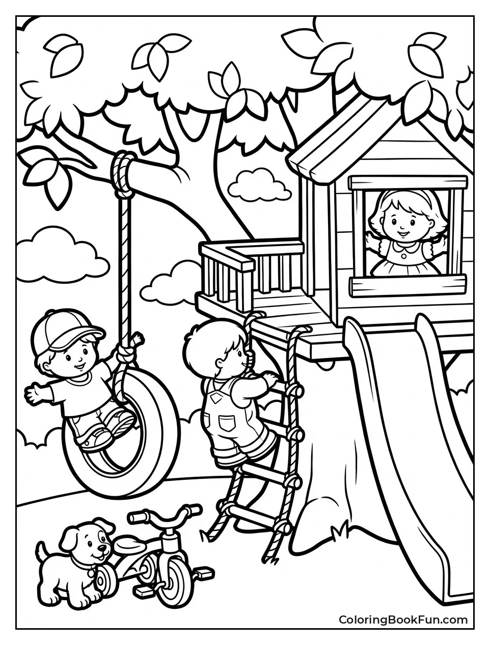 Kids Swing in Treehouse