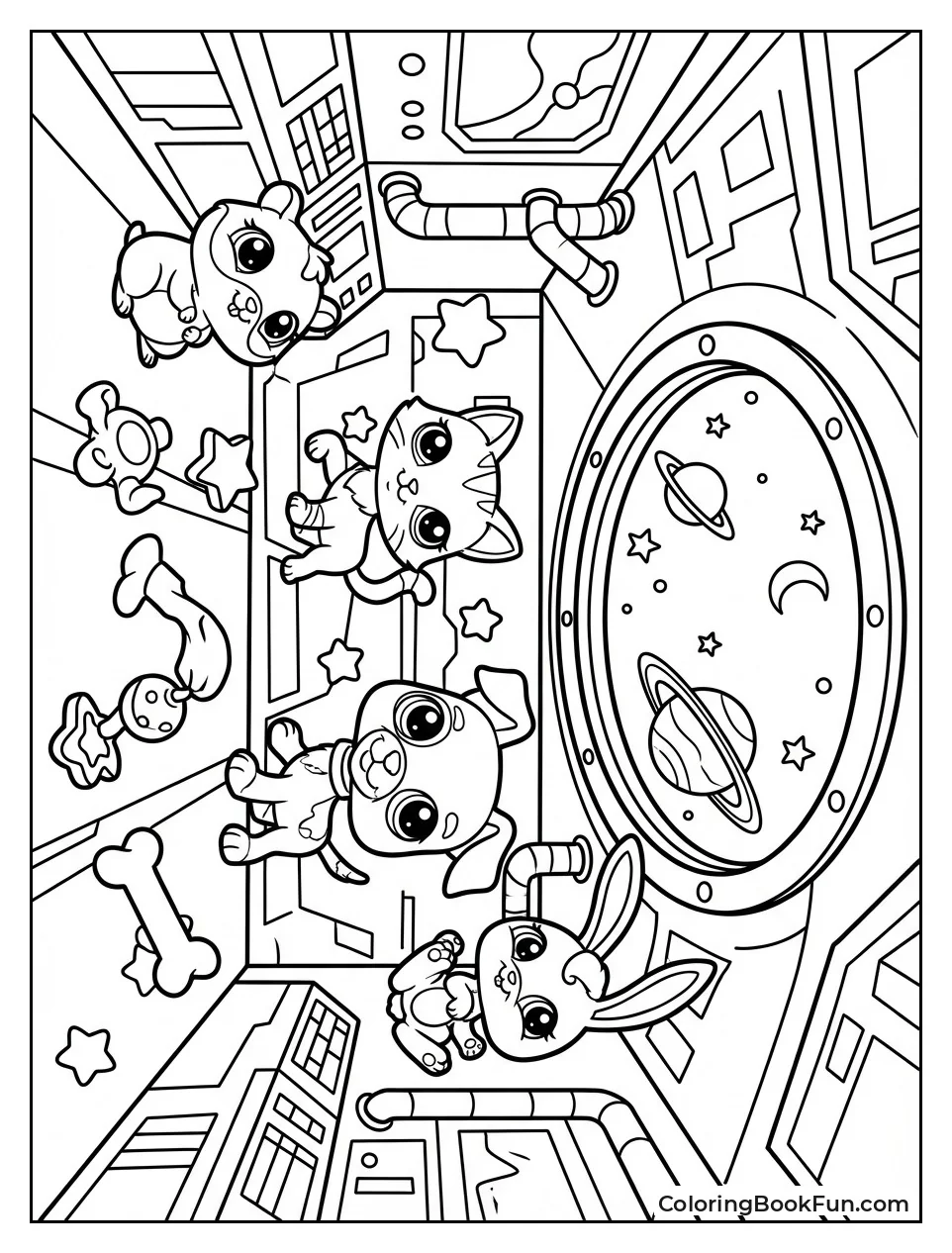 Pets Float in Spaceship