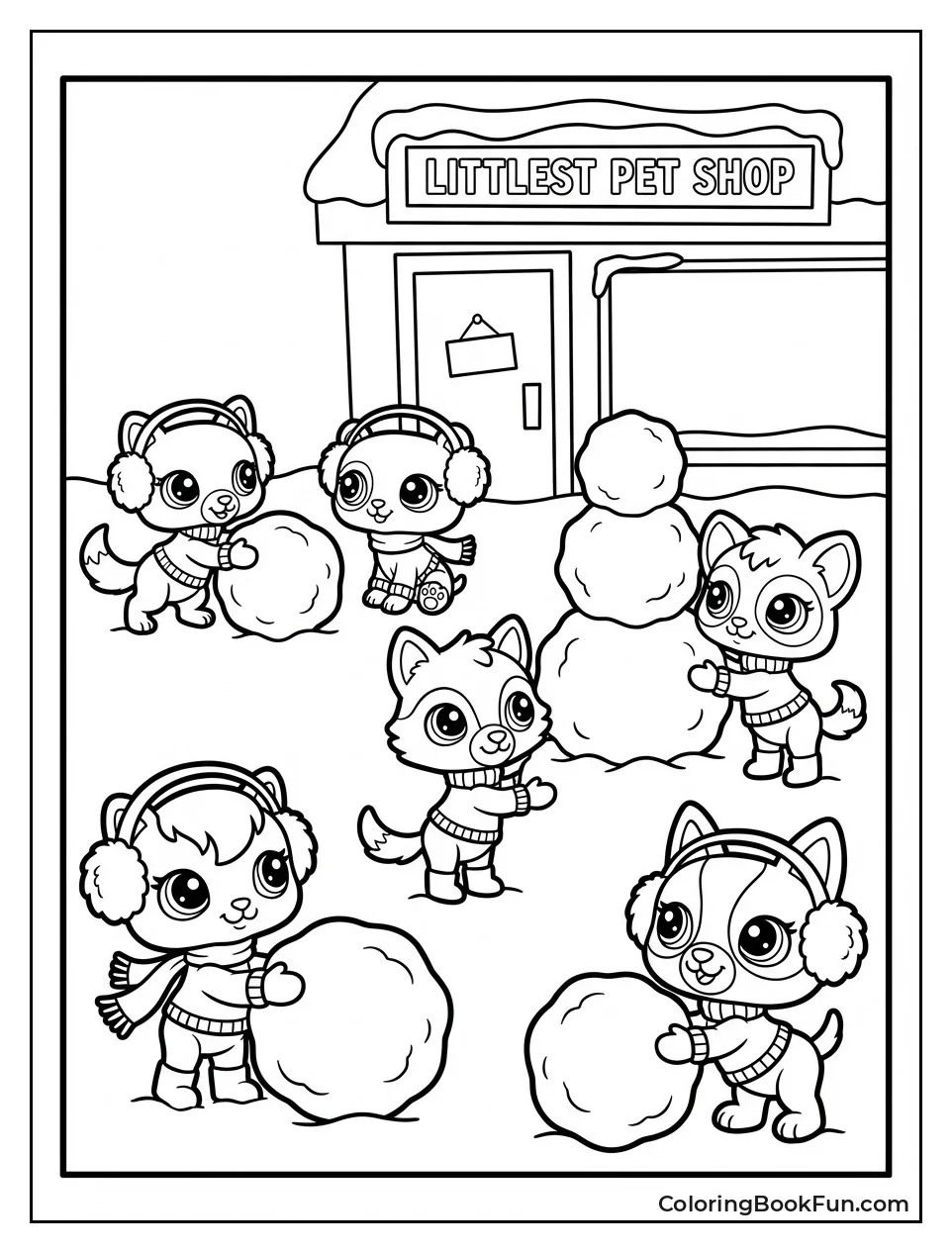 Pets Build Snowy Friends