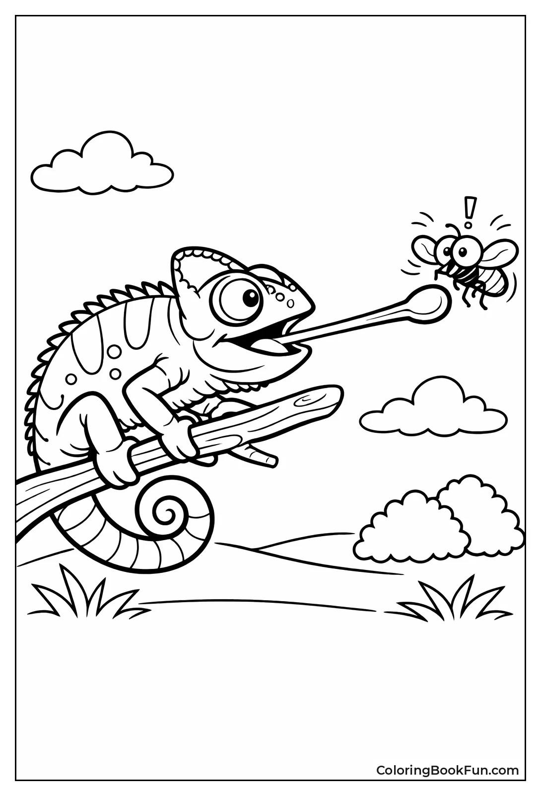 Chameleon Catches Fly with Tongue