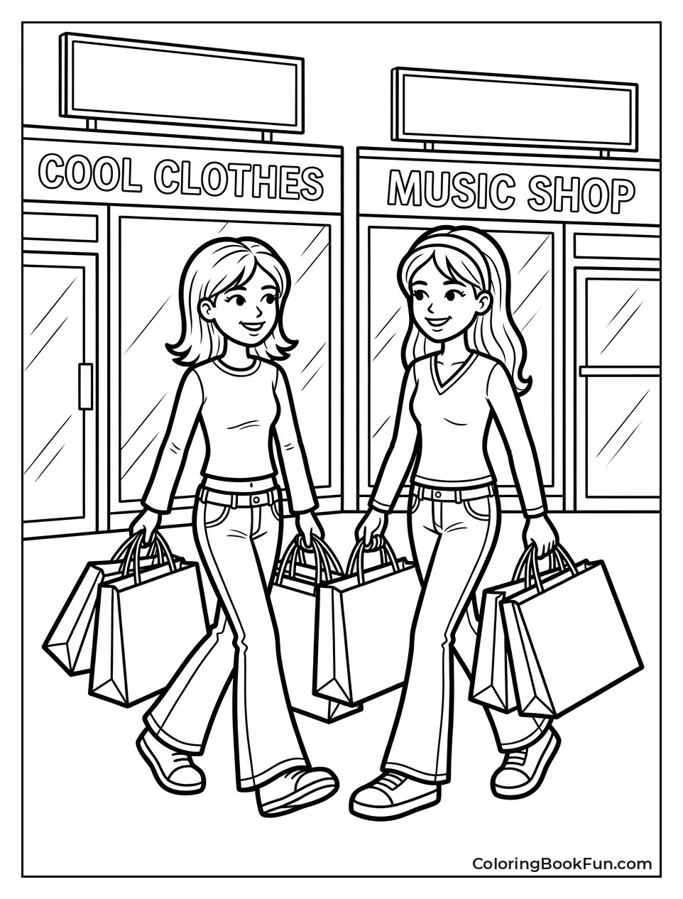 Girls Carry Mall Bags