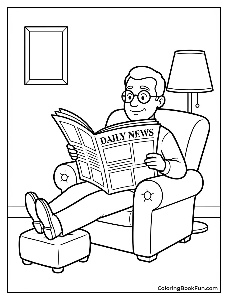 Dad Sam Reads Newspaper