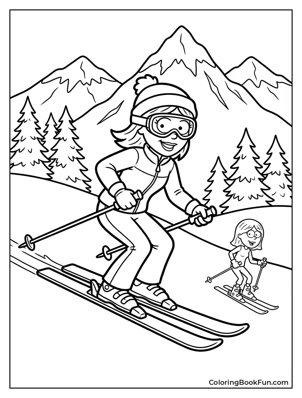 Lizzie Skis Snowy Slope