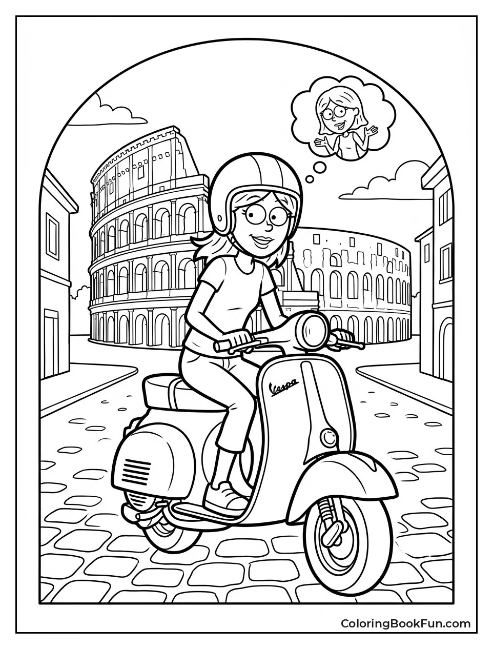 Lizzie Rides Rome Vespa