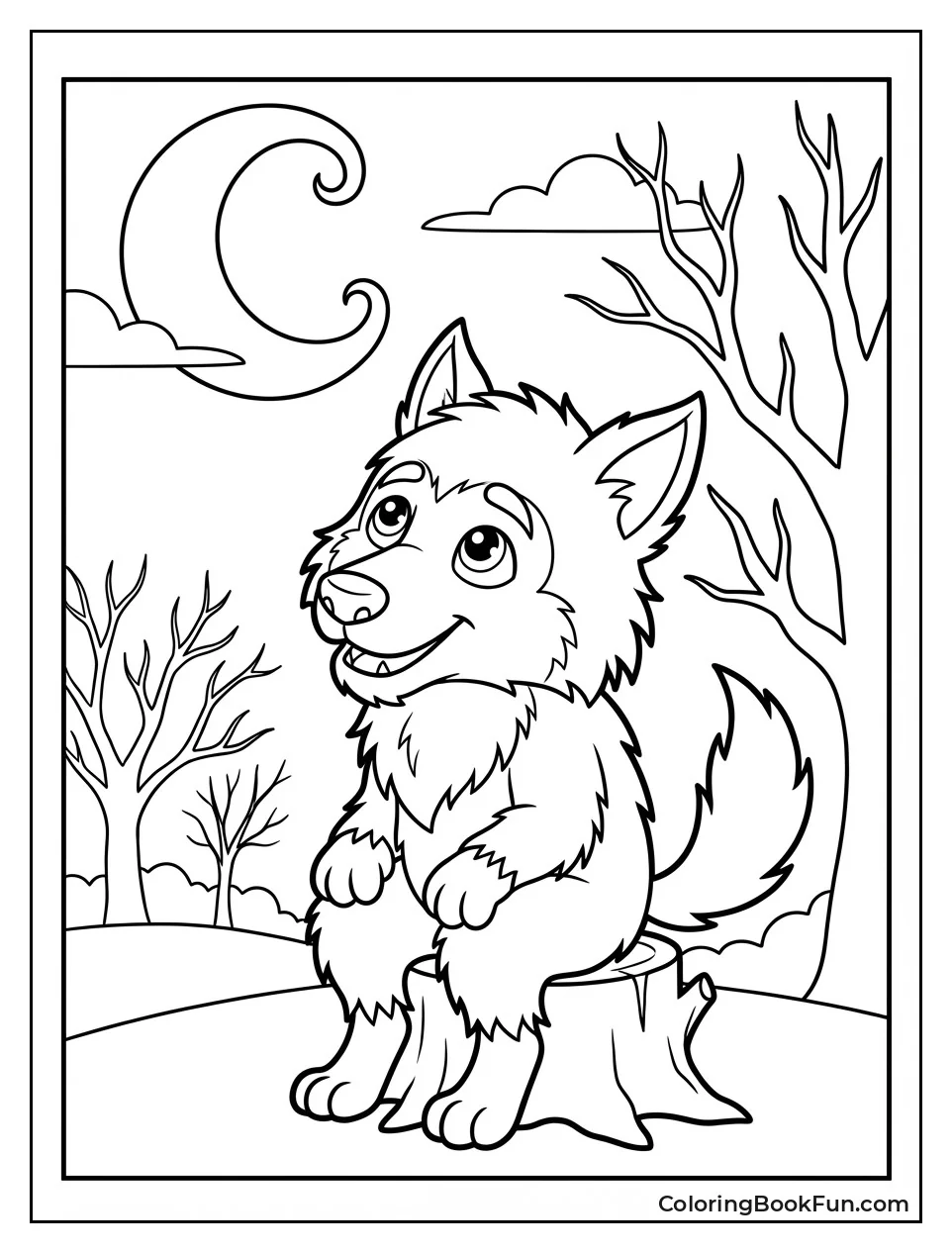 Sad Werewolf under Moon