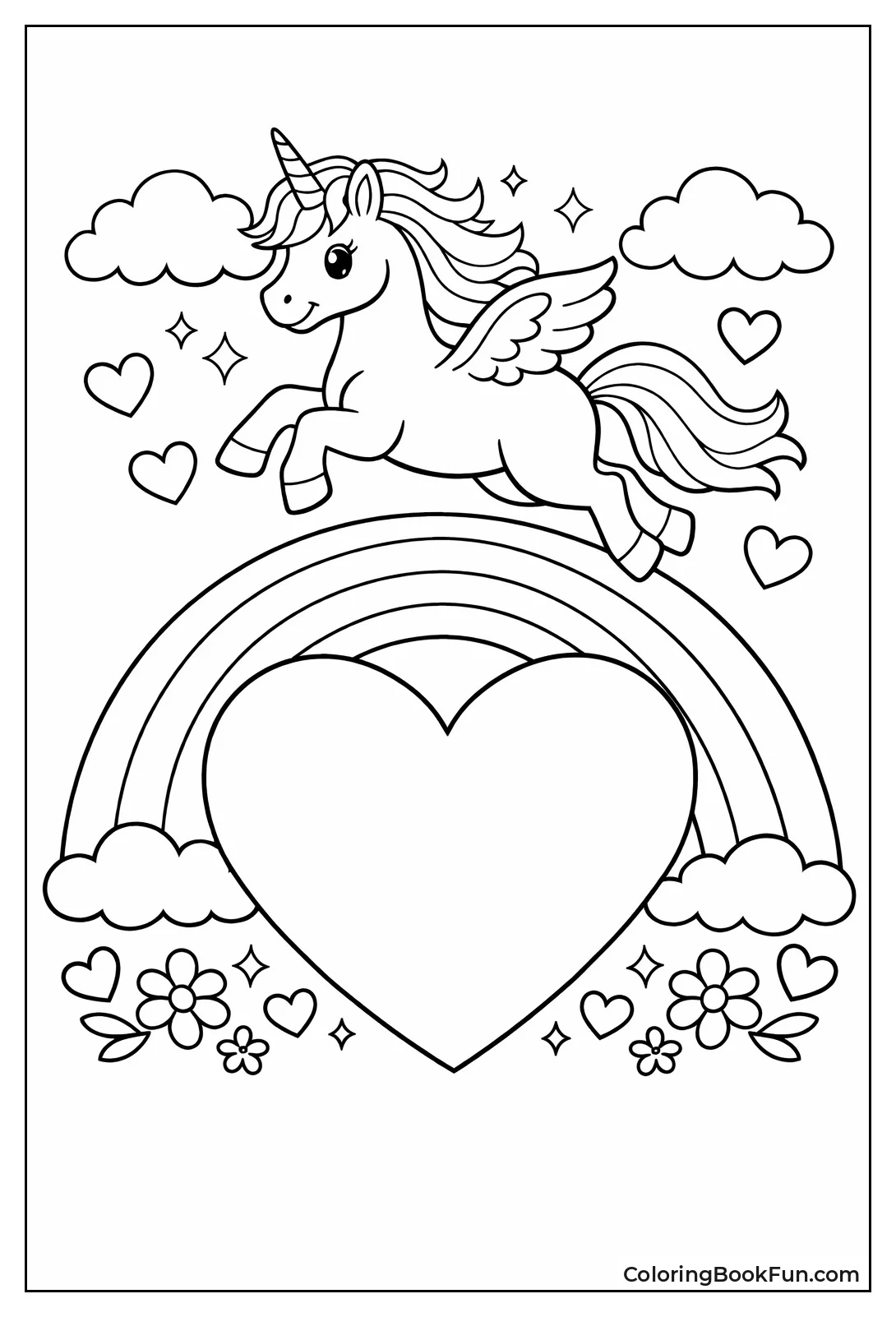Unicorn over Heart Rainbow