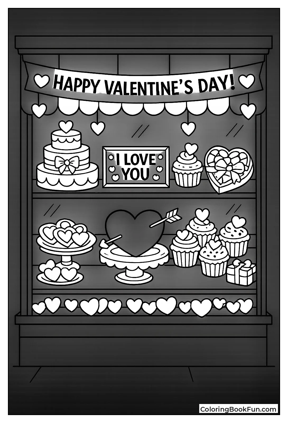 Bakery Window with Cakes