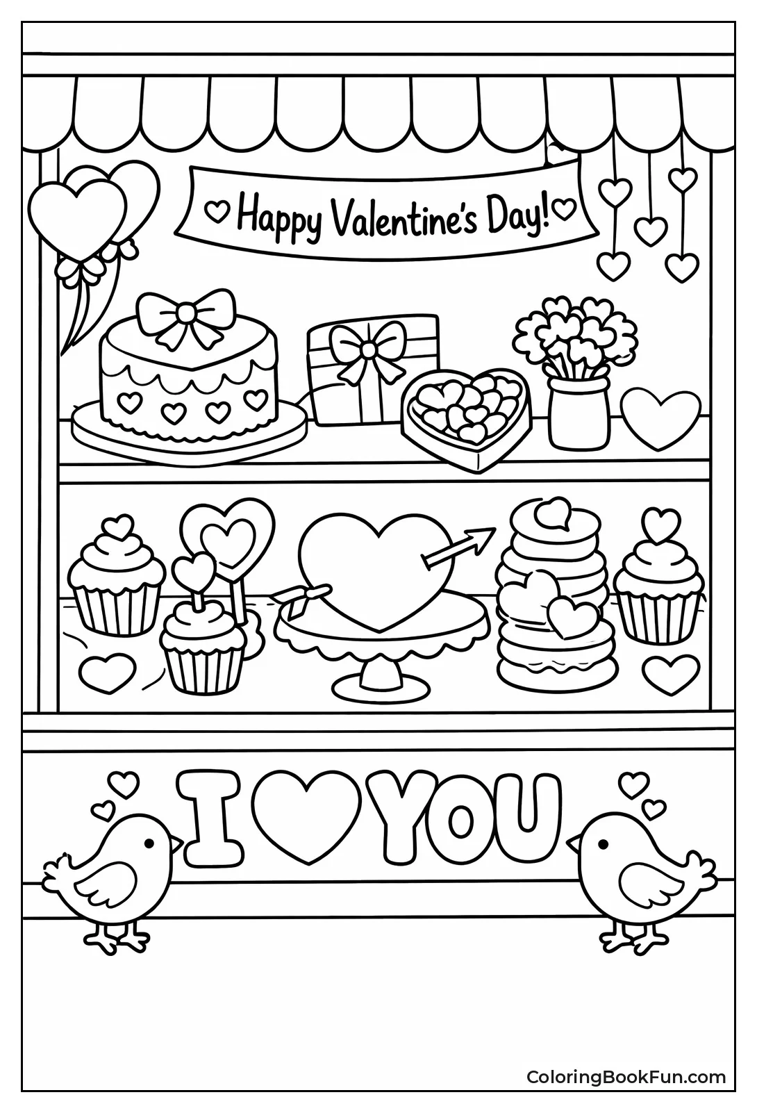 Bakery Window with Cakes