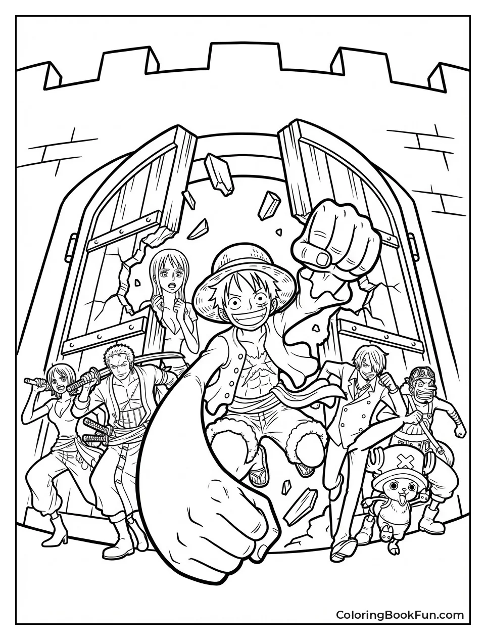 Luffy Punches Enies Lobby Gates