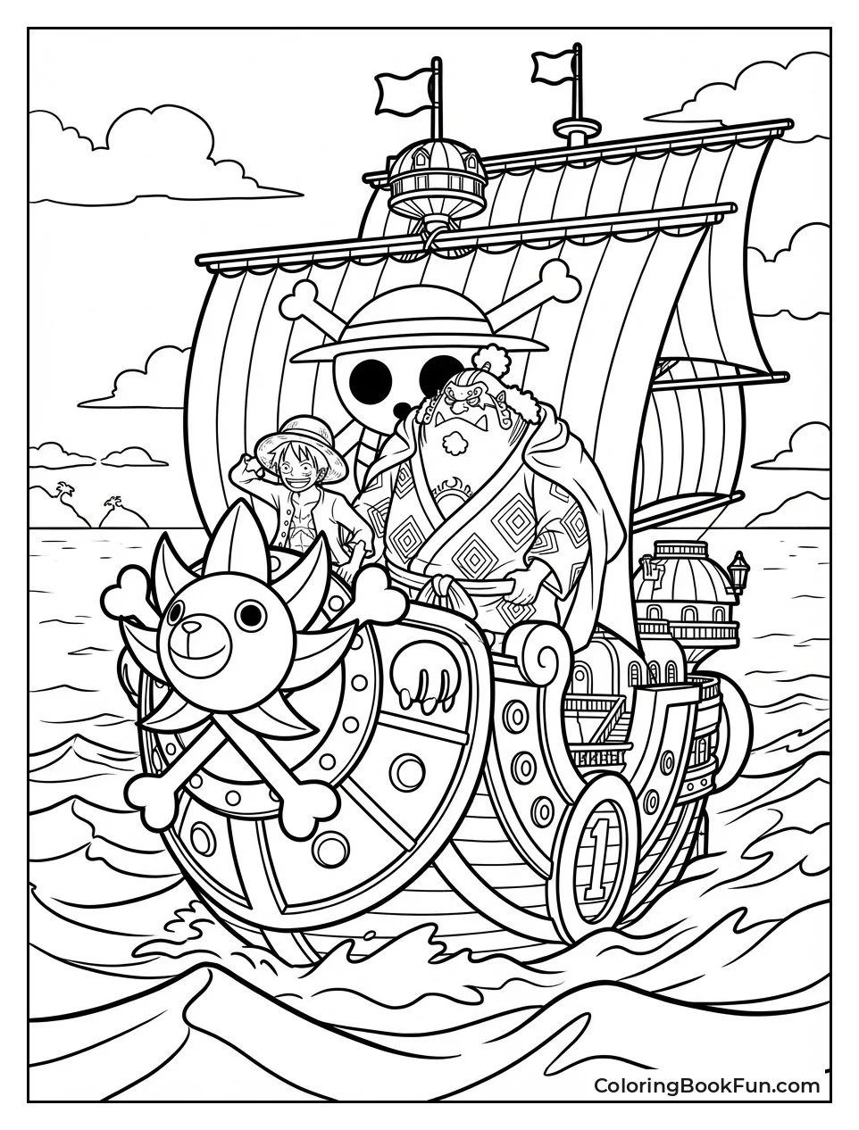 Jinbe Steers Sunny with Luffy