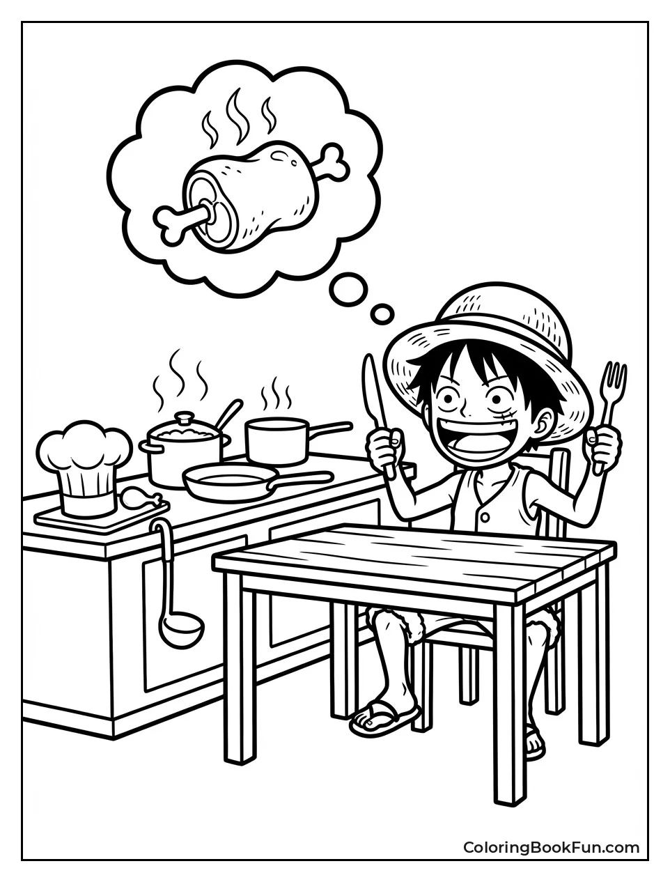 Luffy Waits for Sanji Food