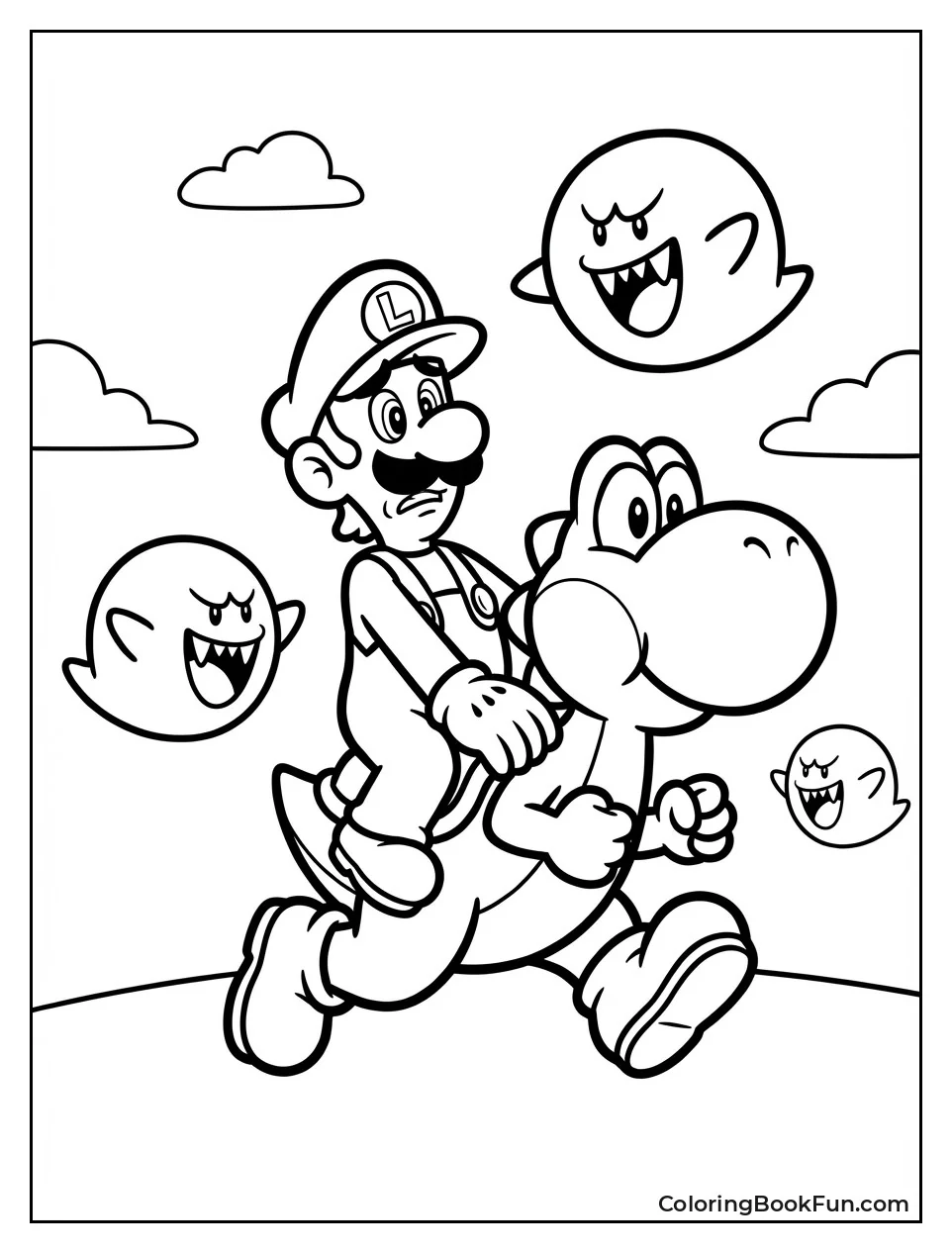 Luigi Riding Scared Yoshi