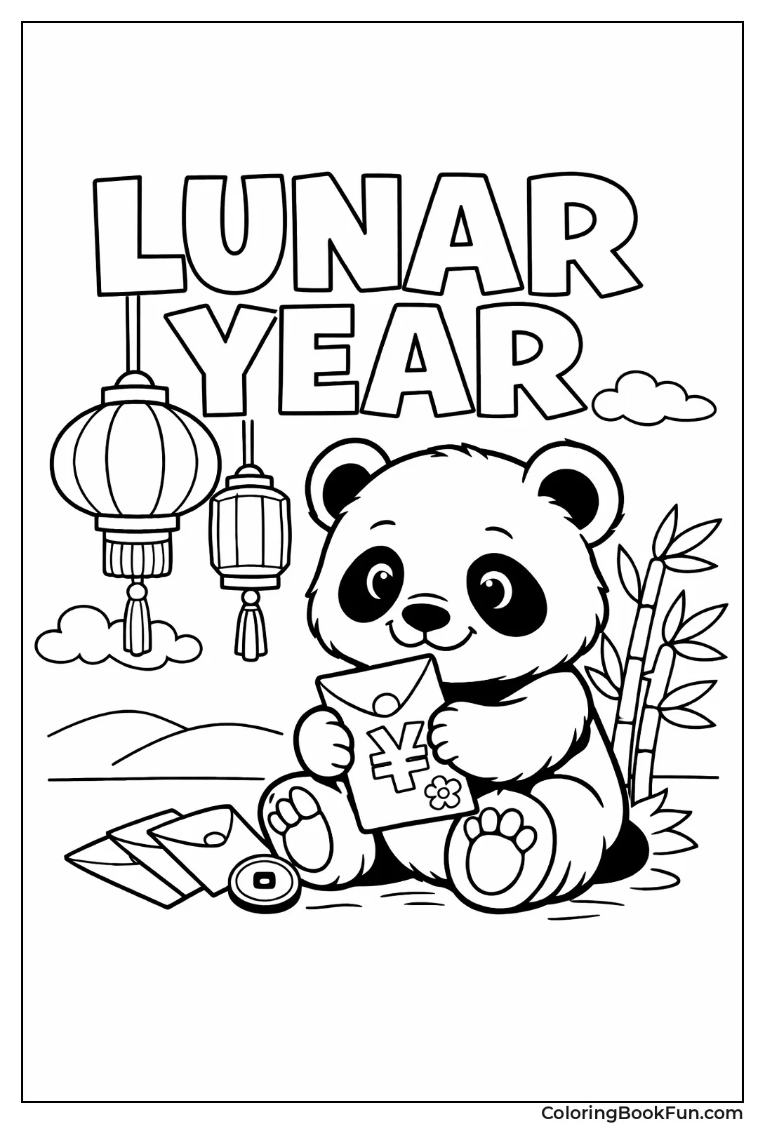 Panda with Lunar Lanterns