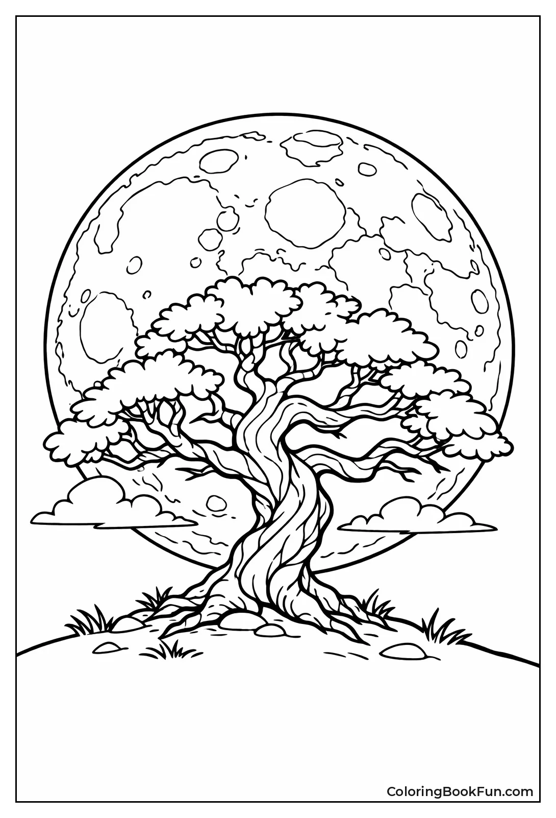 Gnarled Tree against Moon