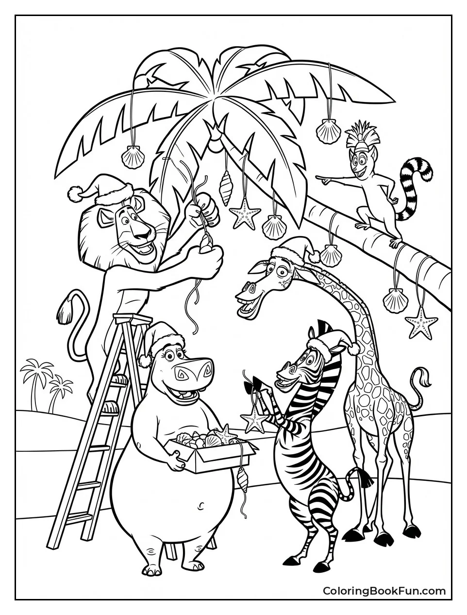 Animals Decorate Holiday Palm