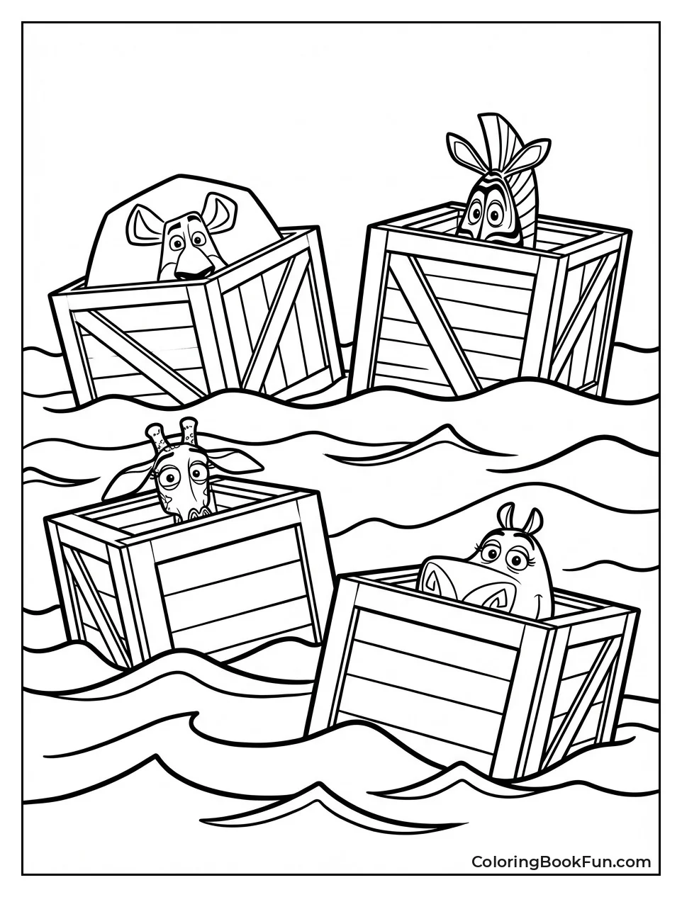 Animals Peek from Ocean Crates