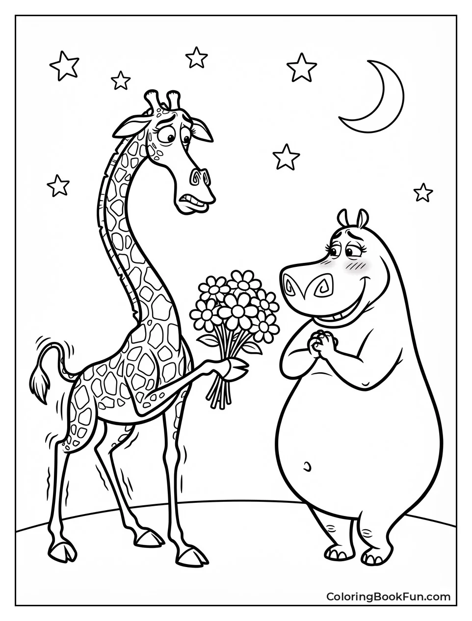 Melman Offers Flowers Gloria