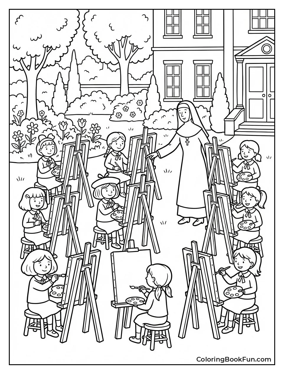 Girls Paint Garden Pictures