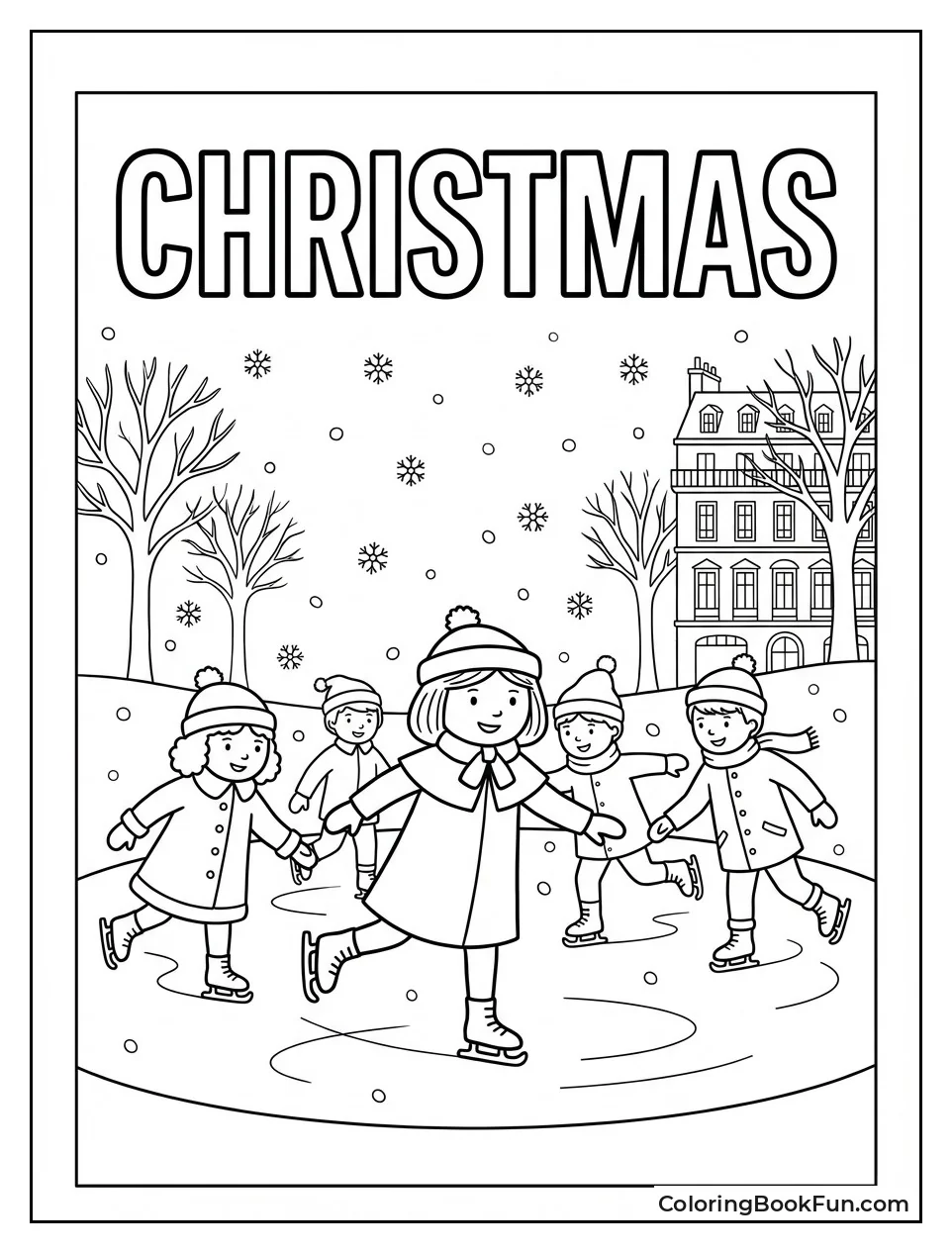 Girls Ice Skate in Snow