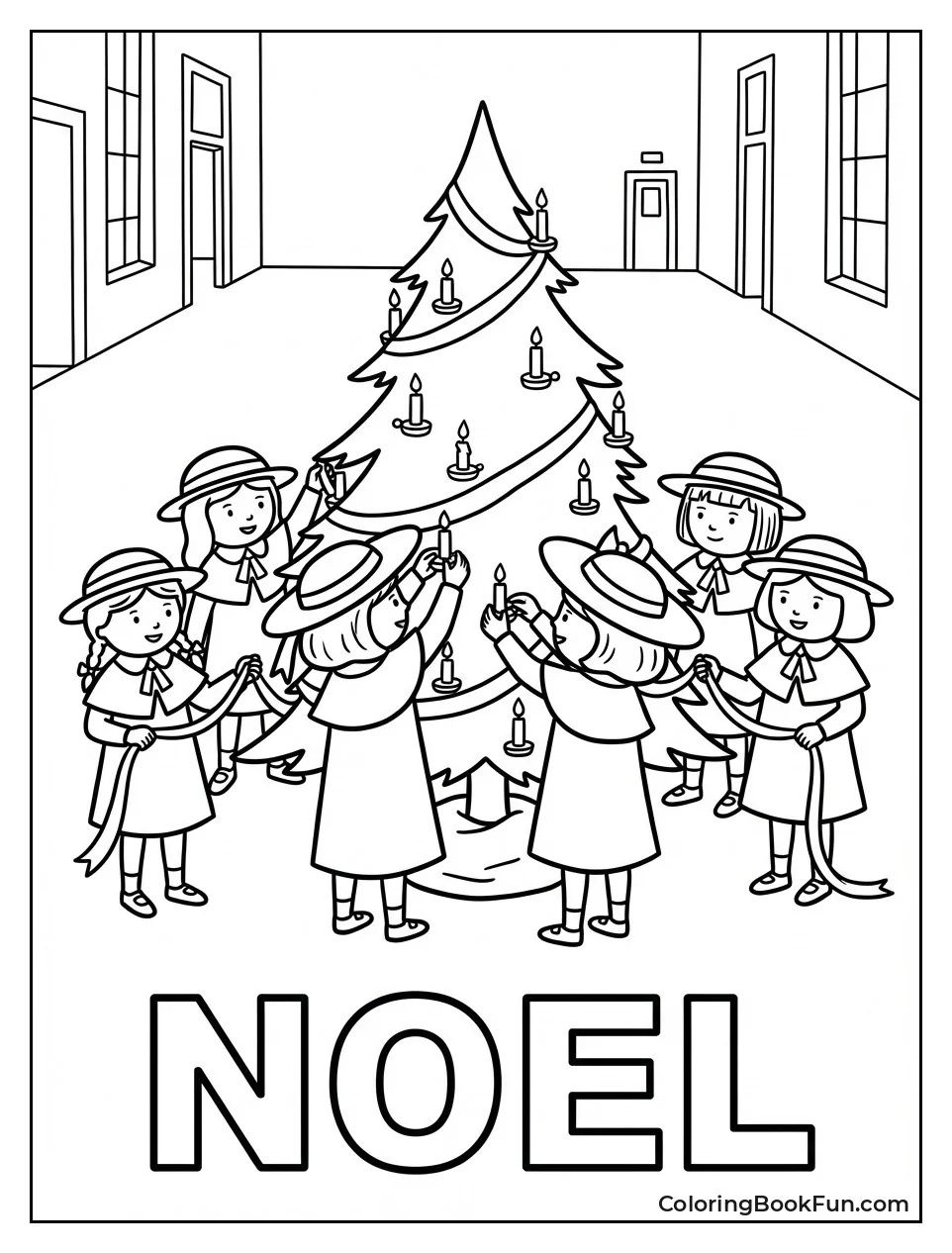 Girls Decorate Big Christmas Tree