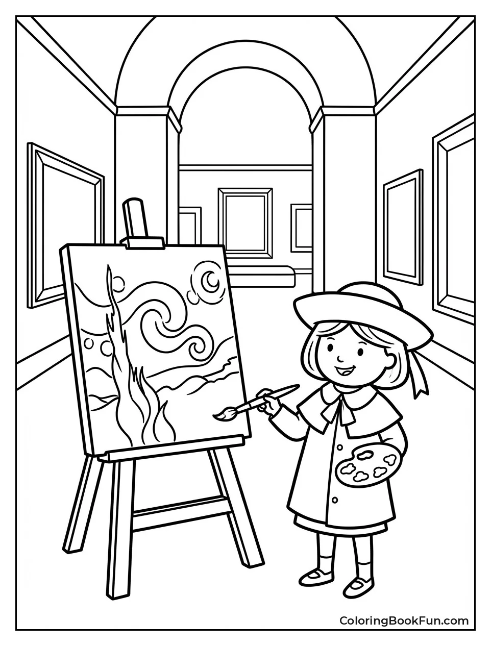 Madeline Paints at Louvre Museum