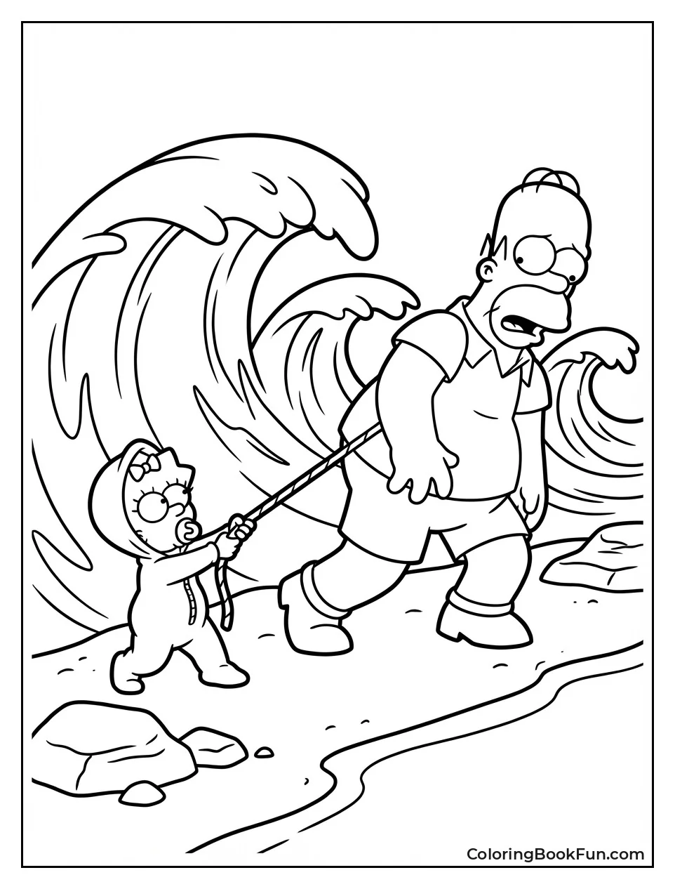 Maggie Rescues Homer from Waves